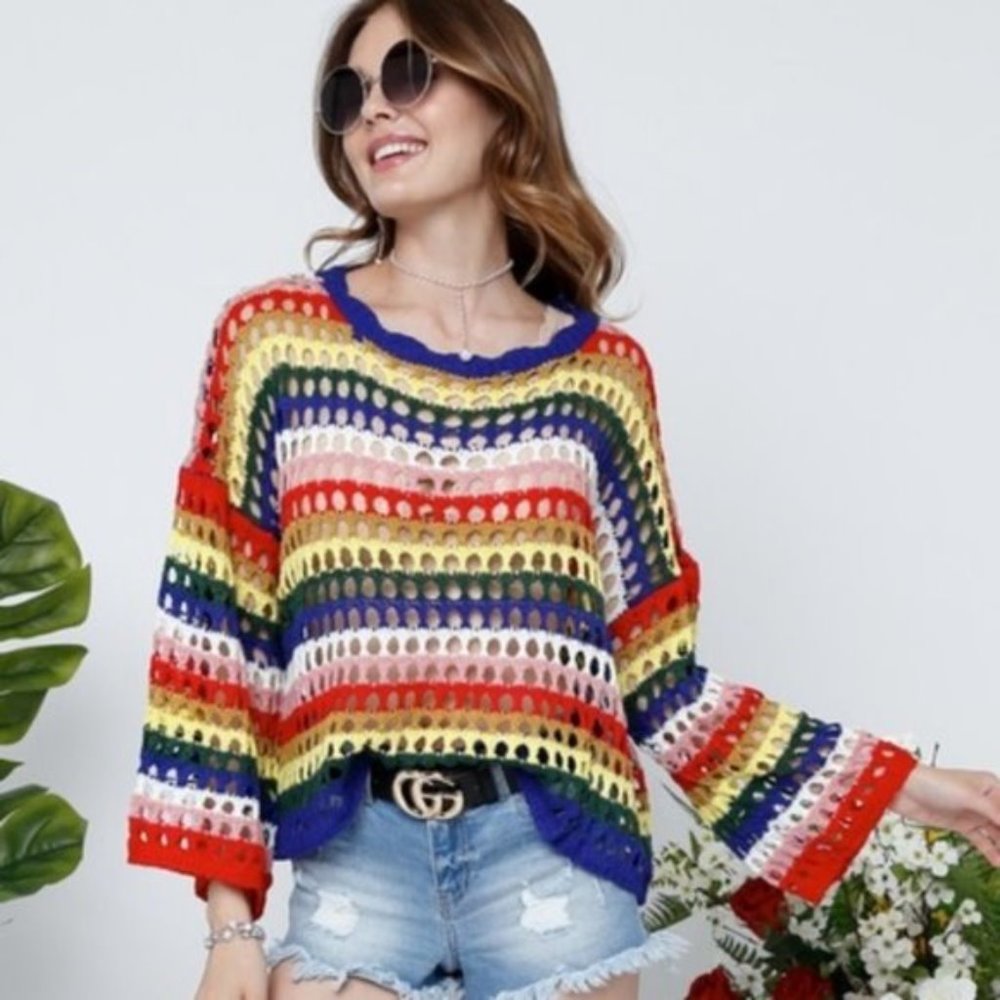 Multi Color Knit Sweater Top - Picture 3 of 4